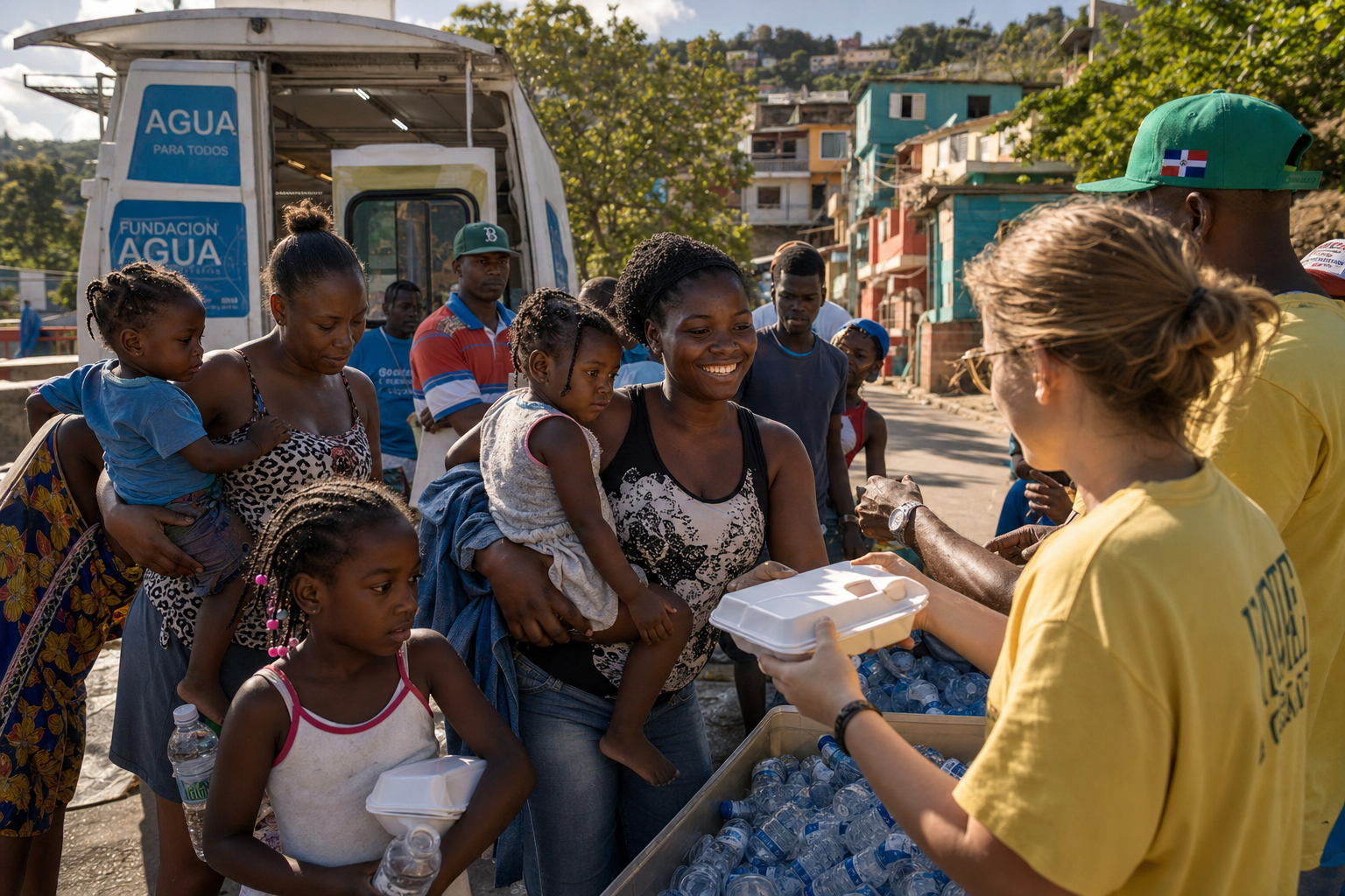 Volunteers distributing nutritious meals to families